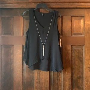 Black Dressy Top w/necklace attached